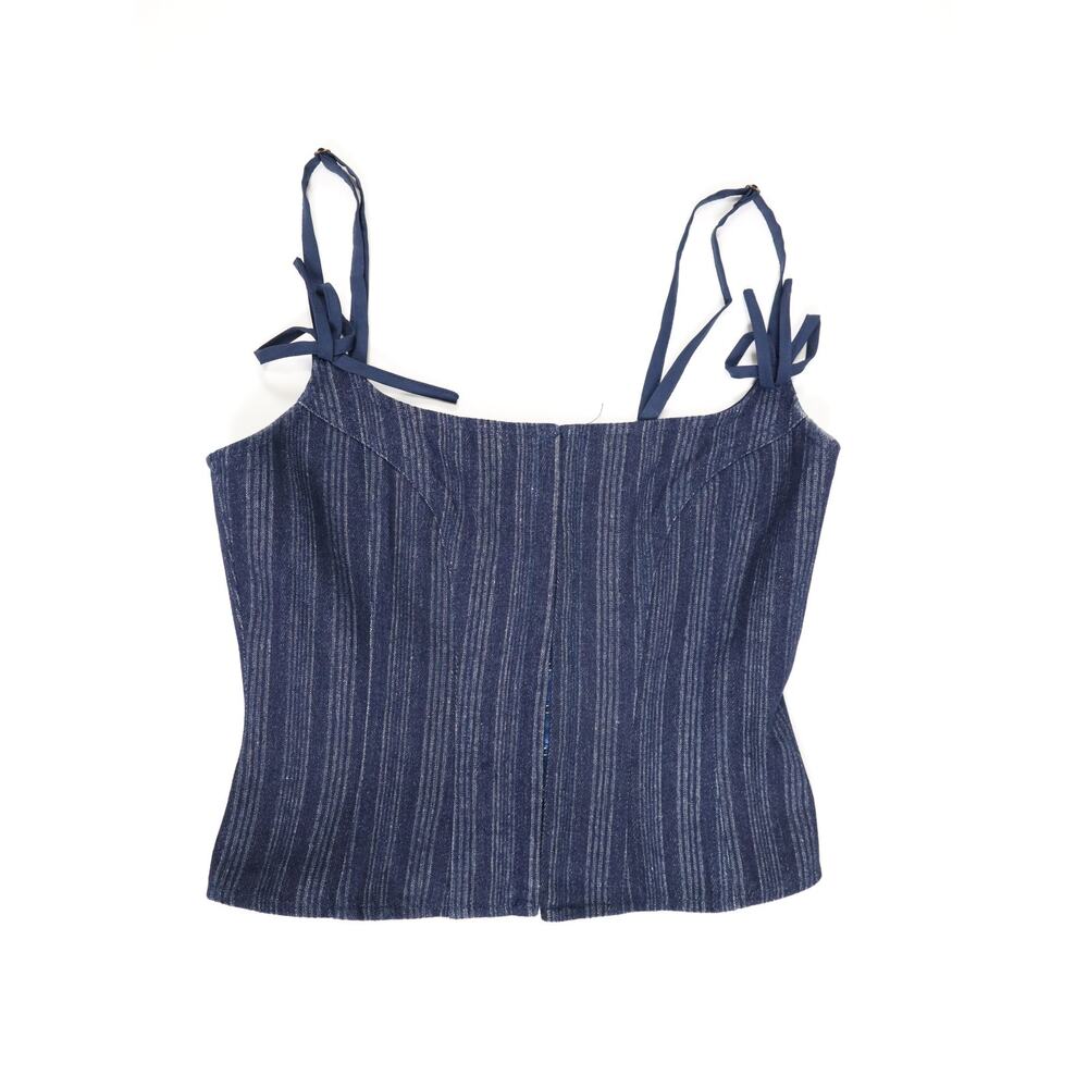Y2K Model Off Duty Lioness Charismatic Pinstripe Denim Corset Top Night Out XS - Picture 3 of 11